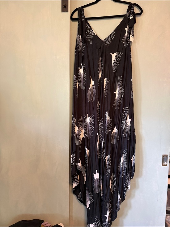 Lotus and Lime Pants - Lotus & Lime Flowy Black & White Ohia Lehua Printed Wide Legged Jumper
